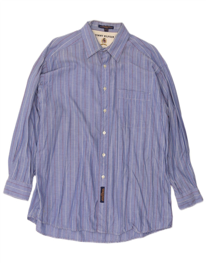 Ανδρικό πουκάμισο Tommy Hilfiger Size 16 1/2 Large Blue ριγέ βαμβακερό