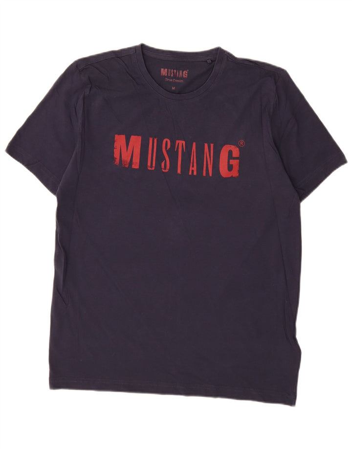 Ανδρικό γραφικό T-Shirt Mustang Τοπ μεσαίο μπλε ναυτικό βαμβακερό