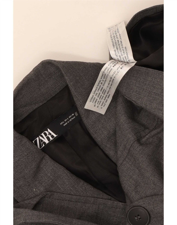 Zara Γυναικείο Μπλέιζερ Διπλό Μπουφάν UK 14 Large Grey Polyester