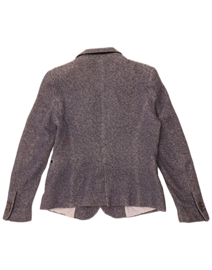 Zara Γυναικείο σακάκι 1 κουμπιού blazer UK 18 XL από βαμβακερό μπλε κουμπάκι