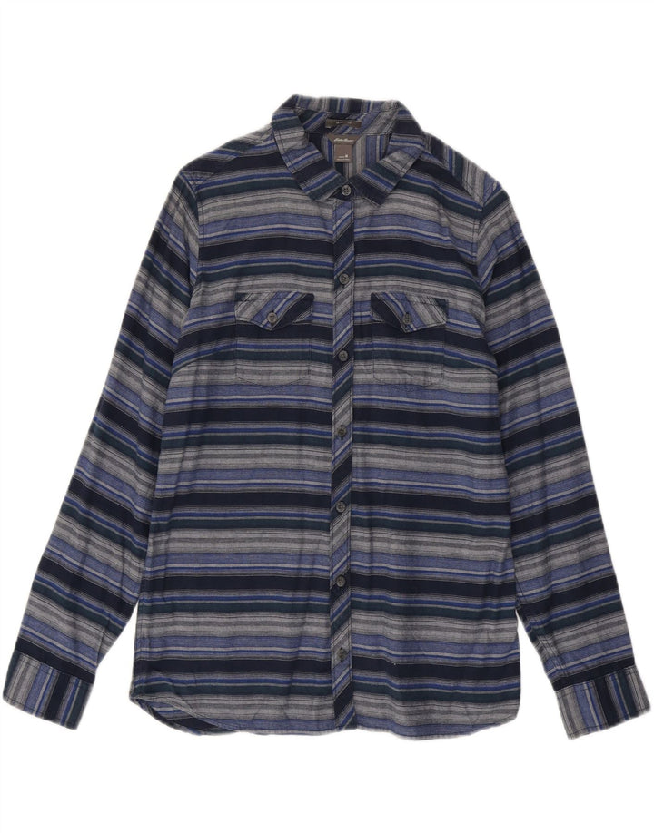EDDIE BAUER Γυναικείο φανελένιο πουκάμισο UK 14 Medium Navy Blue ριγέ