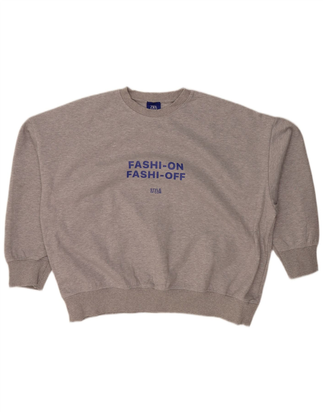 Γυναικείο γραφικό φούτερ ZARA μεγάλου μεγέθους Jumper UK 14 Medium Grey Flecked