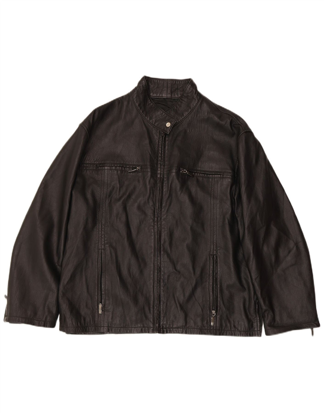 VINTAGE Γυναικείο Δερμάτινο Μπουφάν UK 18 XL Μαύρο