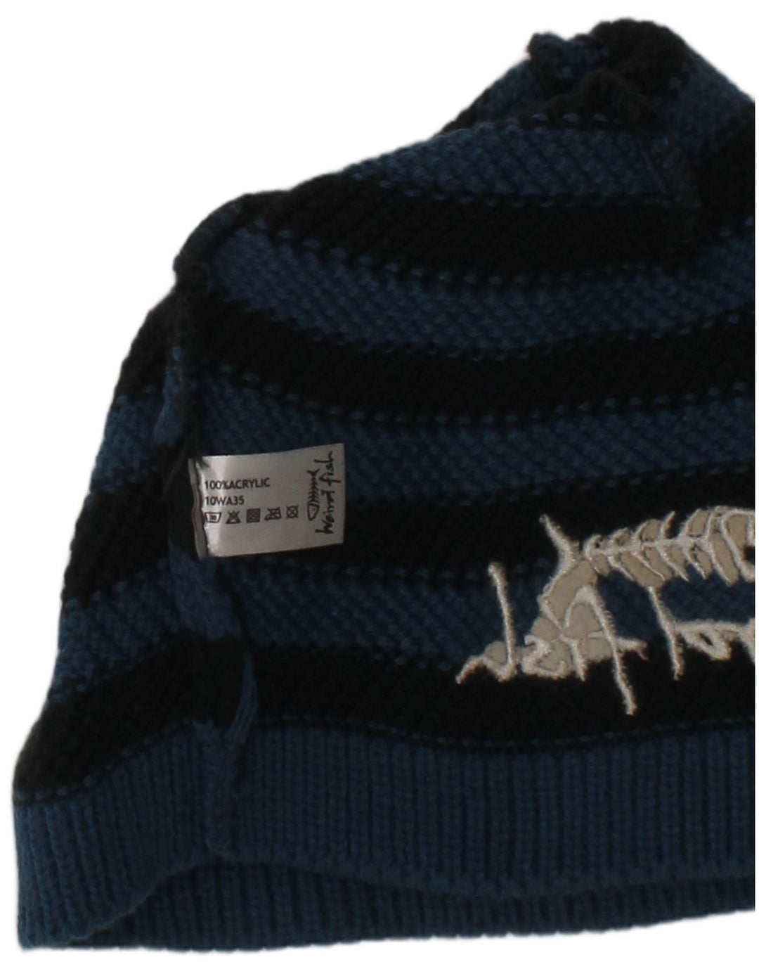 Weird Fish Γυναικείο γραφικό πλεκτό καπέλο Beanie One Size Navy Blue ριγέ