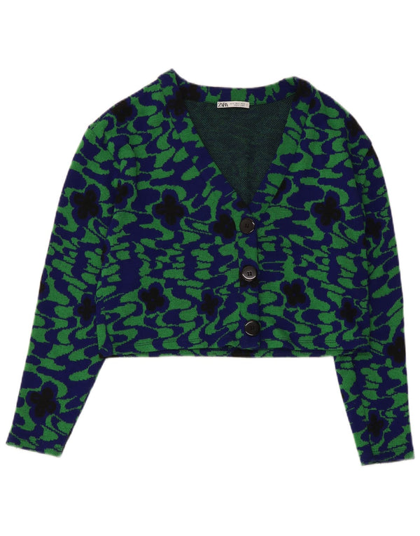 Zara Γυναικείο σακάκι blazer 3 κουμπιών UK 10 Small Green Floral Polyester