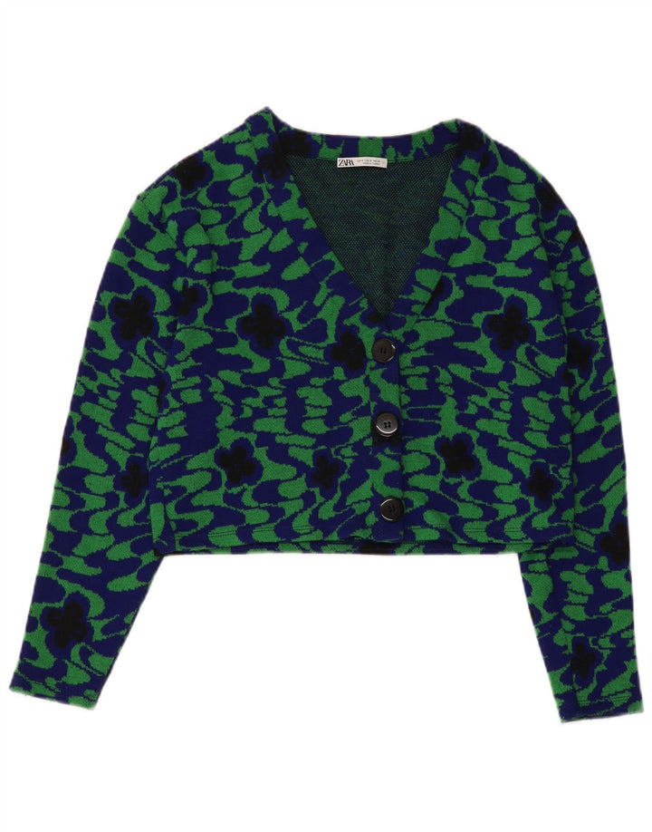 Zara Γυναικείο σακάκι blazer 3 κουμπιών UK 10 Small Green Floral Polyester