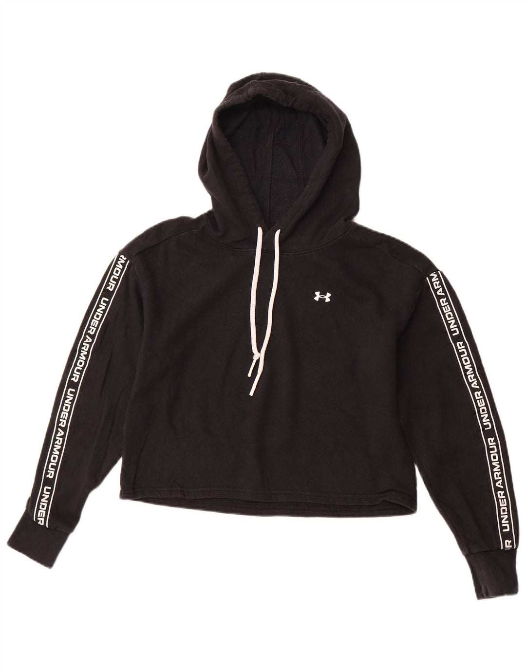 UNDER ARMOR Γυναικείο υπερμεγέθη γραφικό Crop Hoodie Jumper UK 6 XS Μαύρο