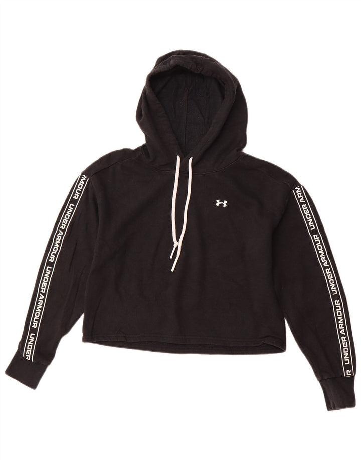 UNDER ARMOR Γυναικείο υπερμεγέθη γραφικό Crop Hoodie Jumper UK 6 XS Μαύρο