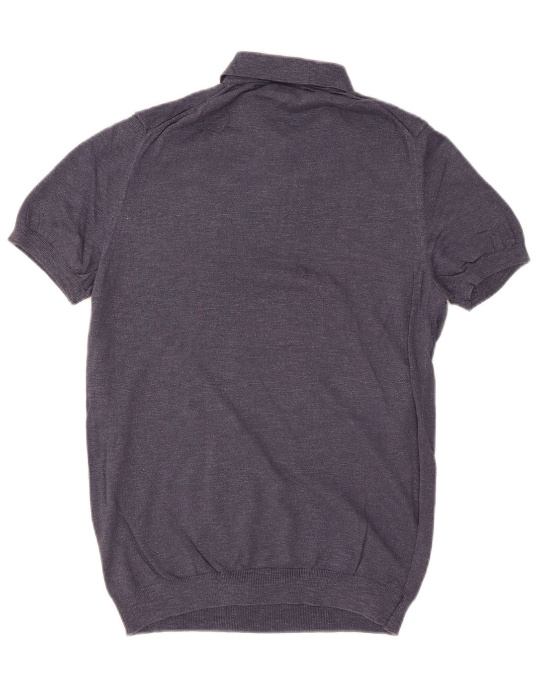 MASSIMO DUTTI Ανδρικό πουλόβερ με κοντό μανίκι πόλο με λαιμόκοψη μικρό μπλε ναυτικό