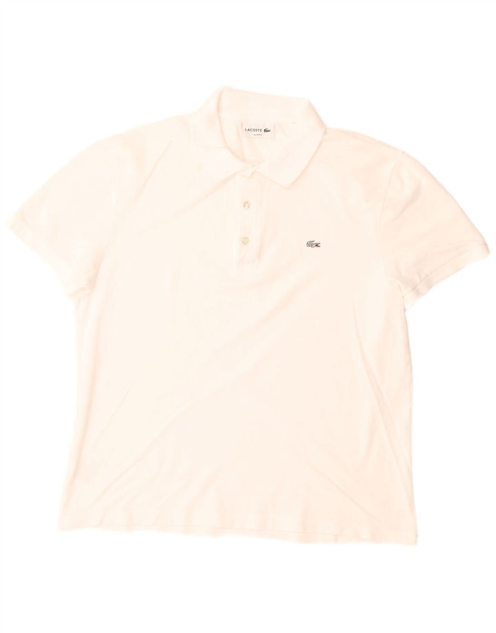 Ανδρικό μπλουζάκι πόλο Lacoste, μεσαίο λευκό βαμβακερό