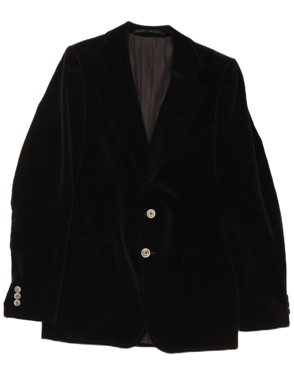 Vintage Ανδρικό βελούδινο σακάκι με 2 κουμπιά UK 36 Small Black