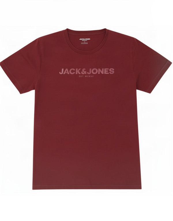Ανδρικό γραφικό μπλουζάκι Jack & Jones Top Small μπορντό βαμβακερό