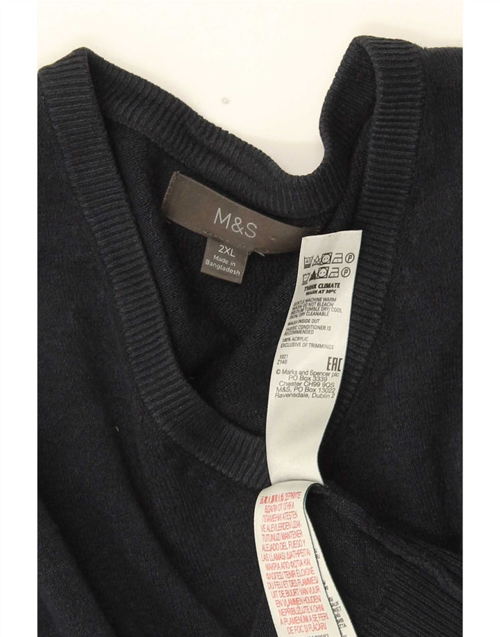 Marks & Spencer Ανδρικό πουλόβερ με λαιμόκοψη 2XL μπλε ακρυλικό