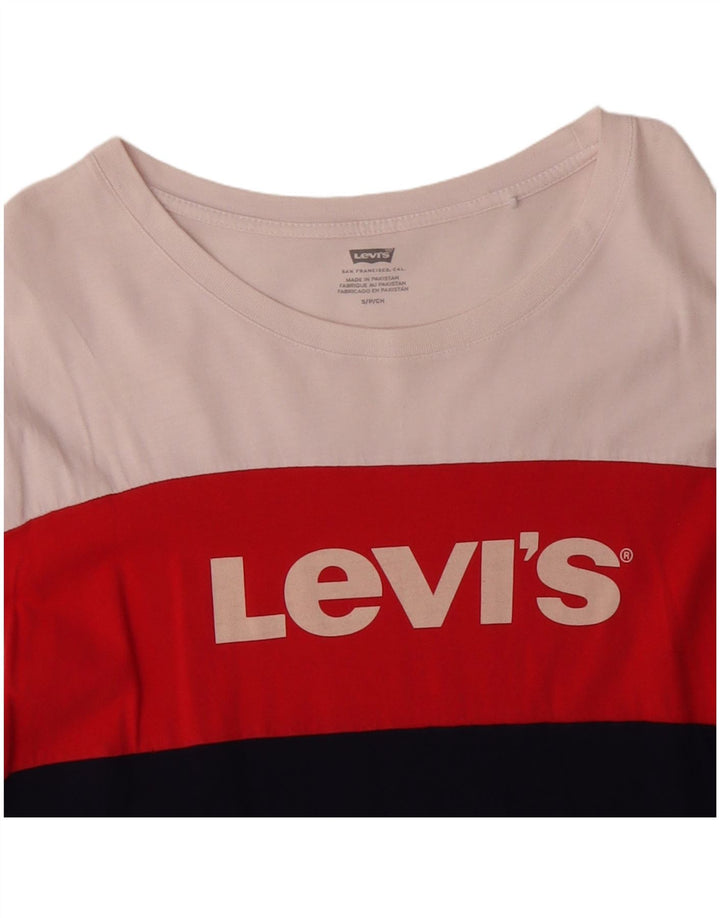 Γυναικείο μπλουζάκι μεγάλου μεγέθους LEVI'S UK 10 Small Navy Blue Colourblock