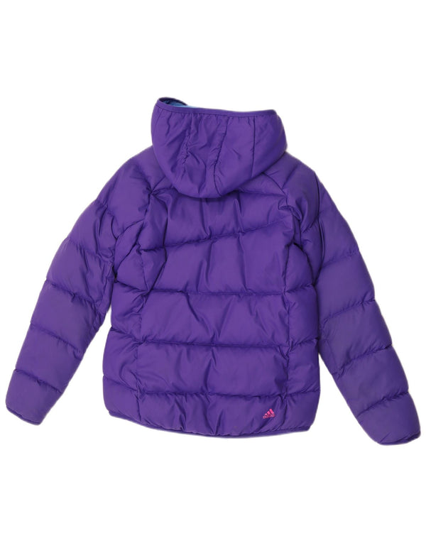 Adidas Girls Hooded Jacket 11-12 Years Purple Nylon