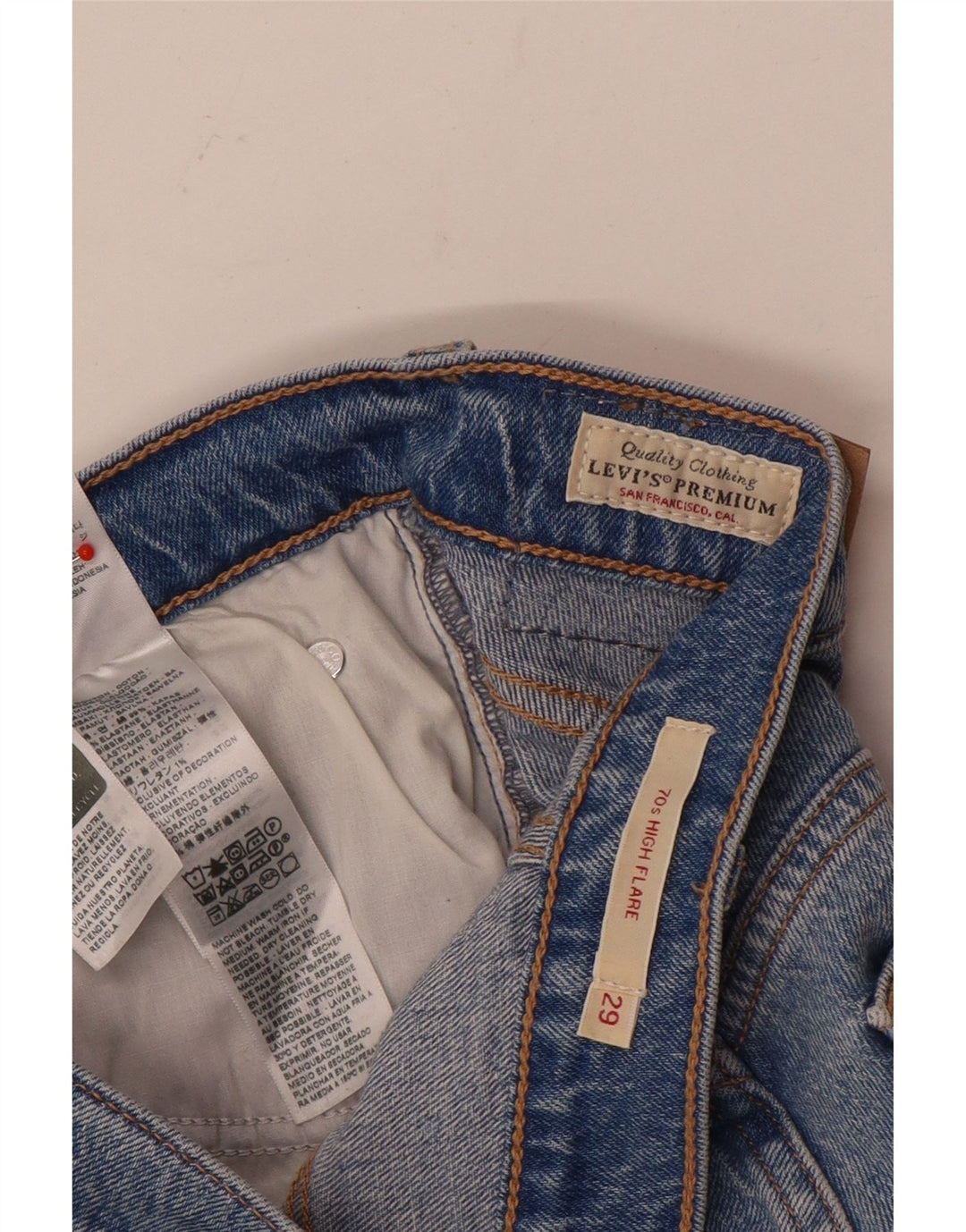 Levi's Womens Distressed High Rise Flared Jeans W29 L32 Blue Cotton