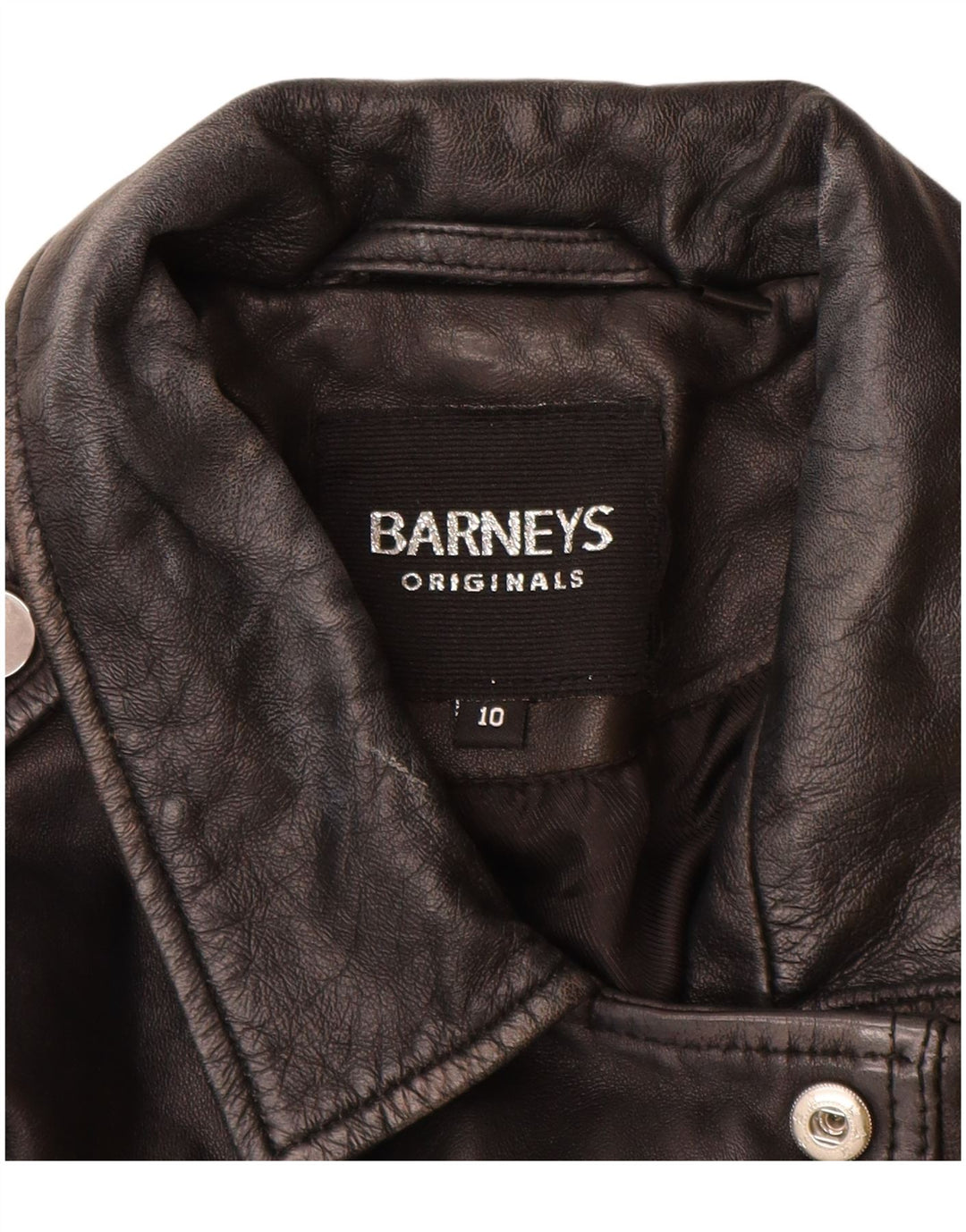 BARNEYS Γυναικείο Δερμάτινο Μπουφάν Biker UK 10 Small Black Leather