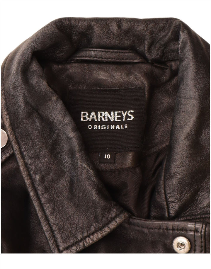 BARNEYS Γυναικείο Δερμάτινο Μπουφάν Biker UK 10 Small Black Leather