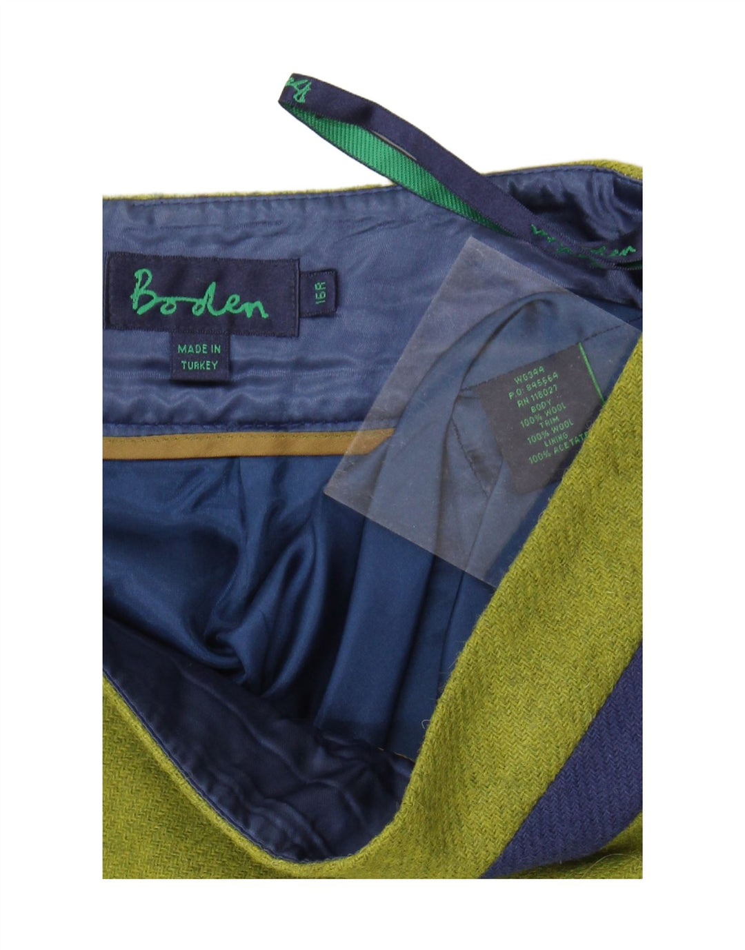 Γυναικεία ίσια φούστα Boden UK 16 Large W34 Green Wool
