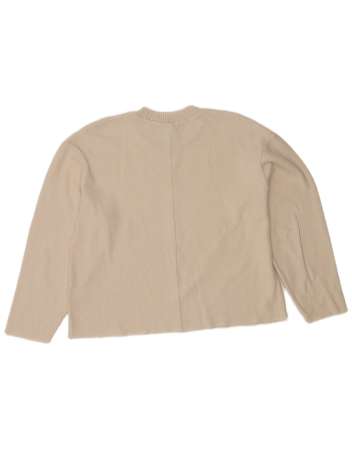 Zara Γυναικείο πουλόβερ με λαιμόκοψη Crop Crop UK 14 Medium White Polyester