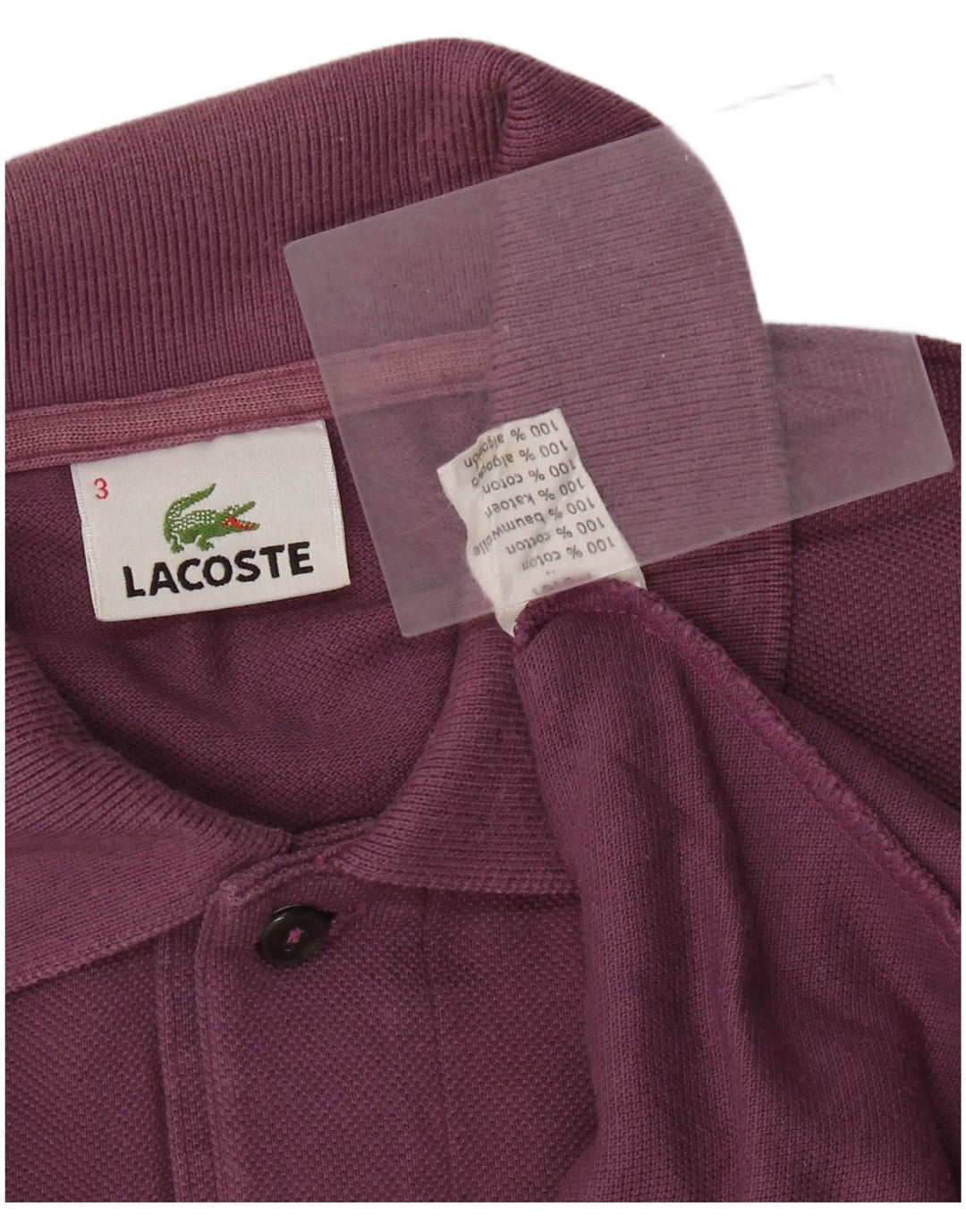 Ανδρικό μπλουζάκι πόλο Lacoste, μέγεθος 3, μικρό μωβ, βαμβακερό