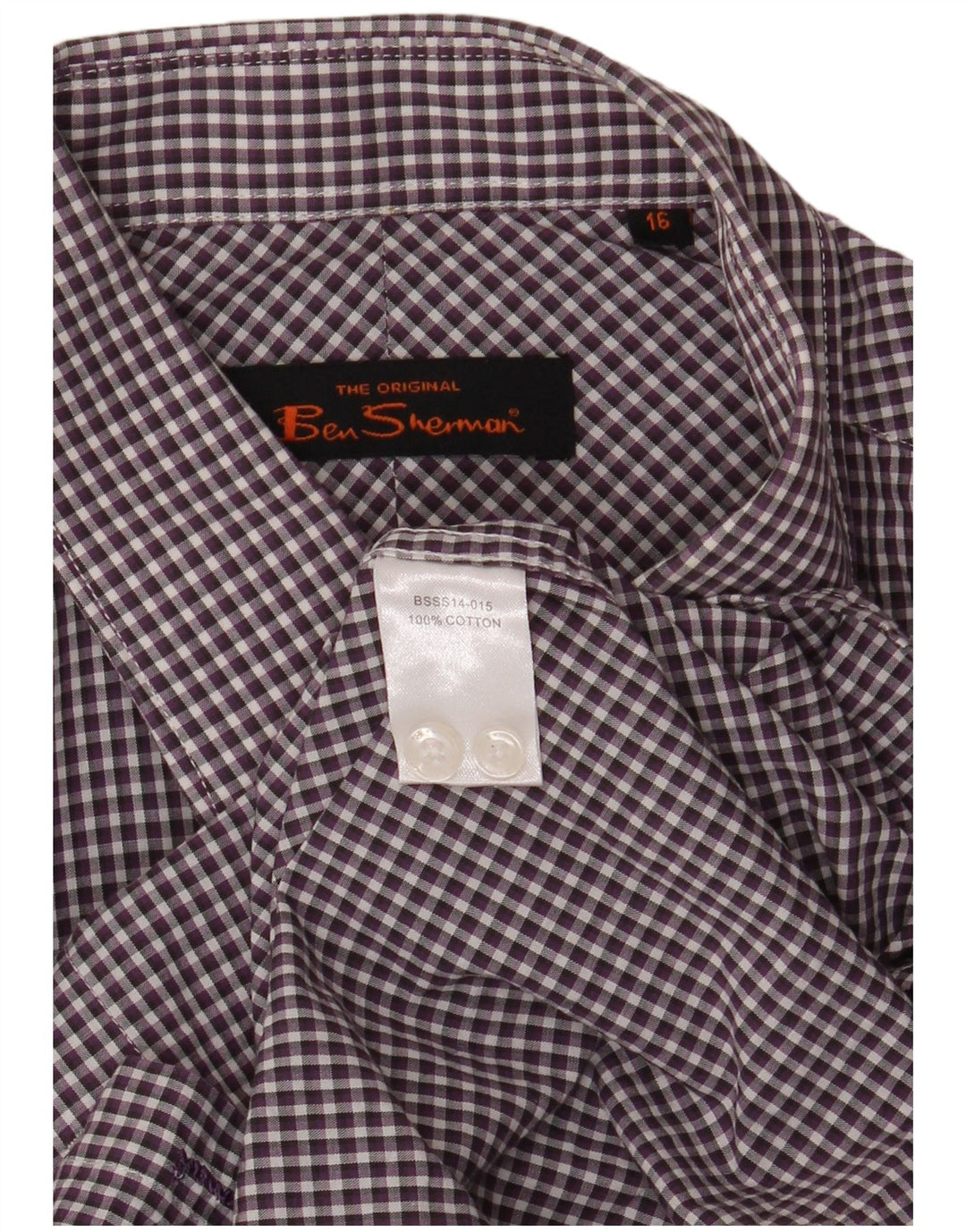 Ανδρικό πουκάμισο Ben Sherman 16 μεγάλο μωβ βαμβακερό Gingham