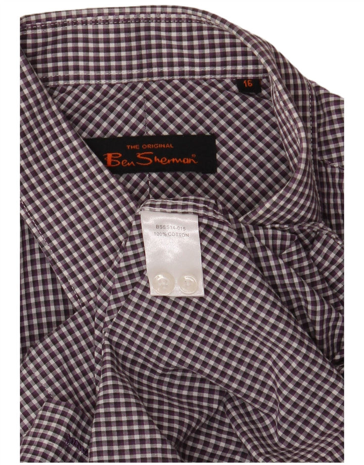 Ανδρικό πουκάμισο Ben Sherman 16 μεγάλο μωβ βαμβακερό Gingham