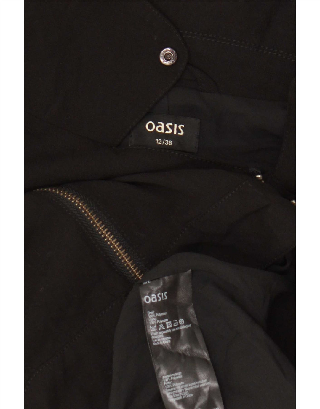 Γυναικείο Oasis Crop Biker Jacket UK 12 Medium Black Polyester