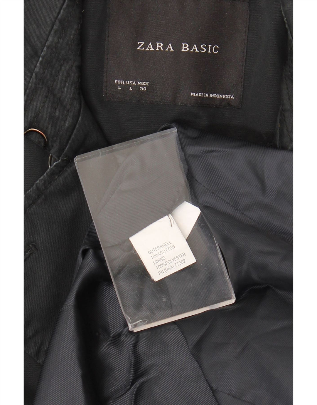 Zara Γυναικεία καμπαρντίνα UK 16 Large Black Cotton