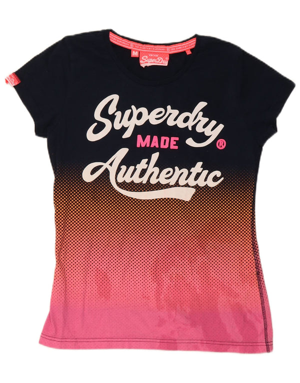 Γυναικείο γραφικό μπλουζάκι Superdry Top UK 12 Medium Navy Blue Colorblock