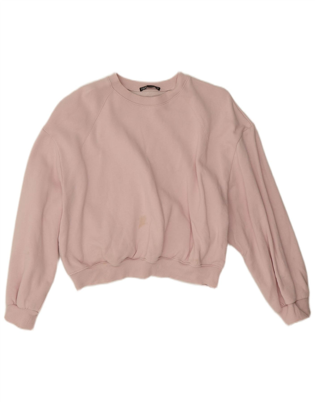 Zara Γυναικεία φούτερ Crop Oversized Jumper UK 14 Medium Pink Cotton