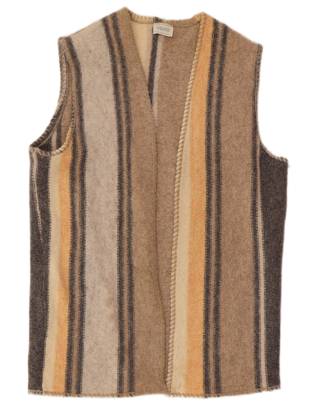 Γυναικείο αμάνικο πουλόβερ ζακέτα Benetton UK 16 Μεγάλο πολύχρωμο μαλλί