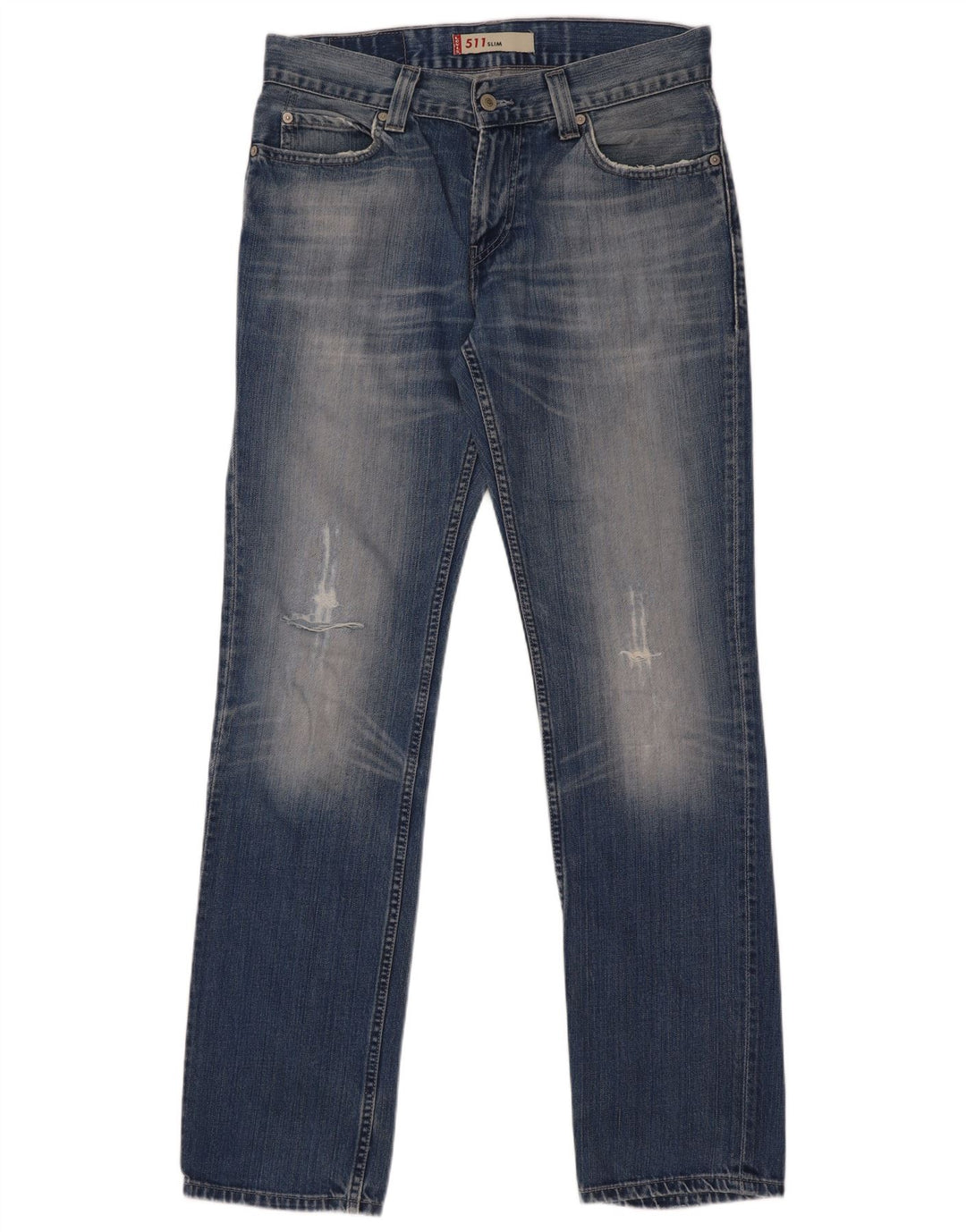 Levi's Mens 511 Distressed Slim Jeans W33 L34 Blue Cotton