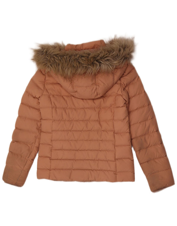 Tommy Hilfiger Womens Hooded Padded Jacket UK 10 Small Pink Polyester