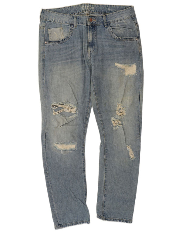 Zara Ανδρικά στραβά τζιν EU 38 Small W34 L28 Μπλε βαμβακερό