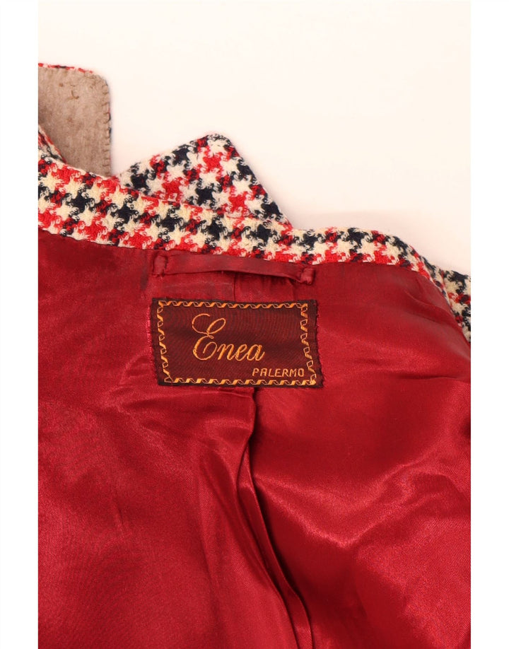 Vintage γυναικείο 3/4 μανίκι σακάκι UK 16 Large Red Houndstooth