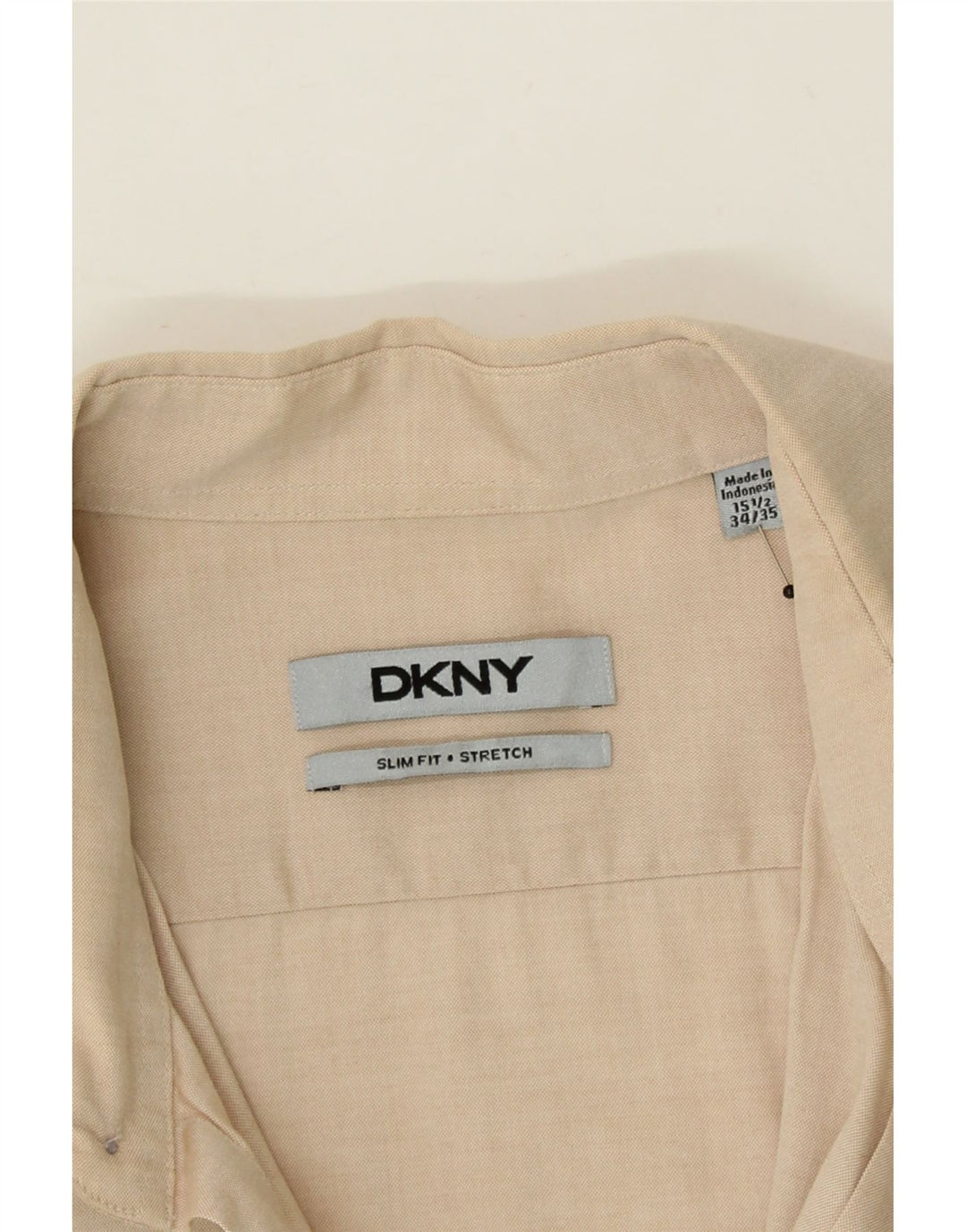 DKNY Mens Slim Fit Shirt Size 15 1/2 Medium Beige Vintage Dkny and Second-Hand Dkny from Messina Hembry 