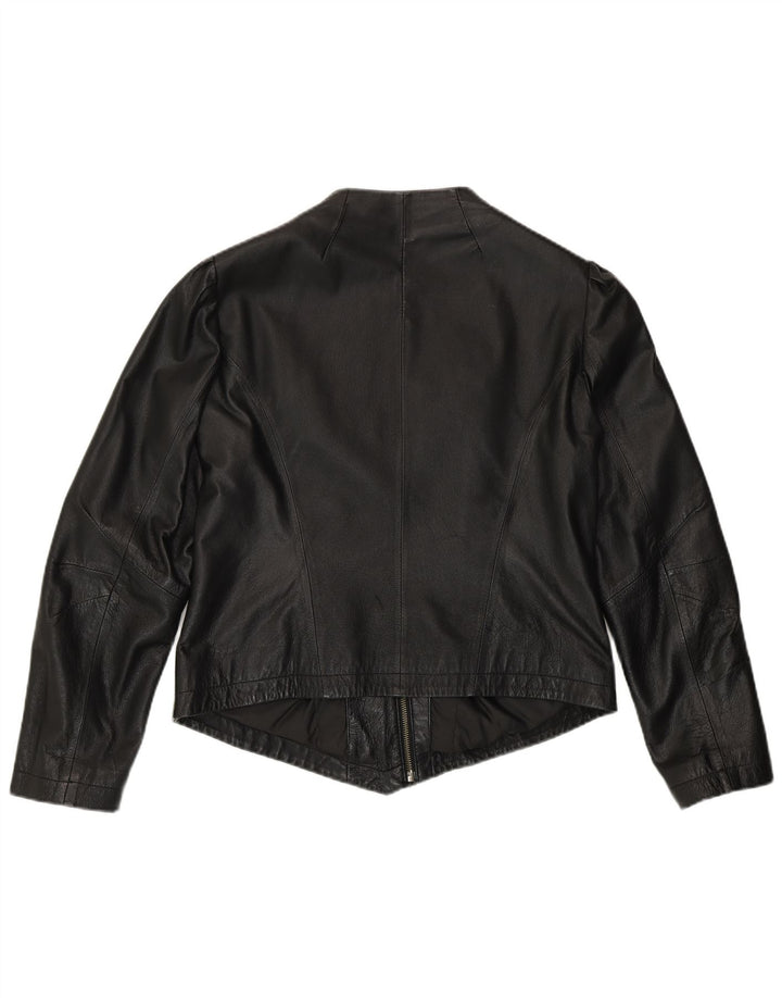 South Womens Leather Jacket UK 14 Medium Black Leather