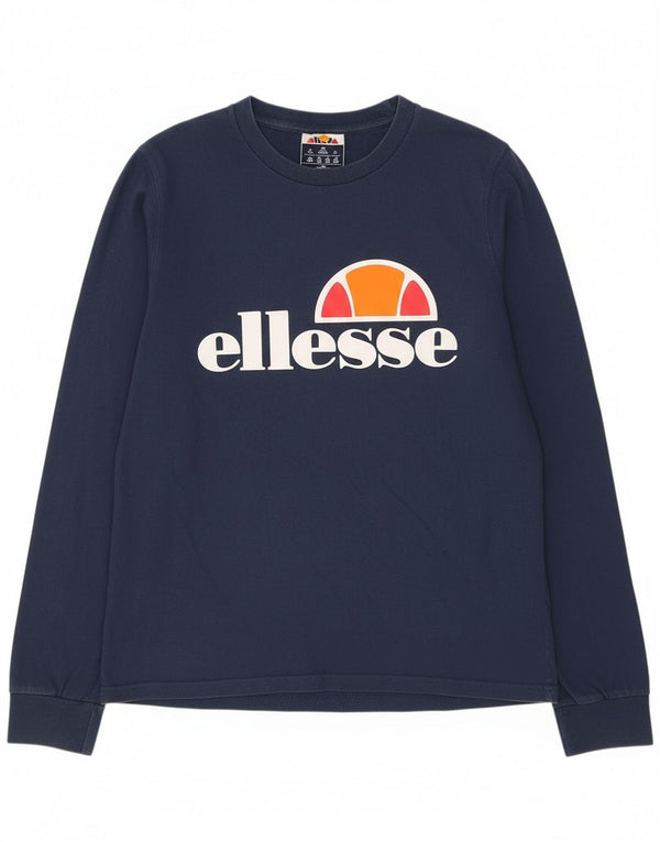 Ellesse Γυναικείο Γραφικό Μπλουζάκι Μακρυμάνικο UK 12 Medium Navy Blue βαμβακερό