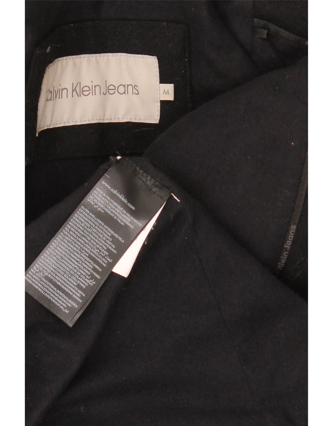 CALVIN KLEIN JEANS Γυναικείο παλτό μπιζελιού UK 14 Μεσαίο μαύρο μαλλί