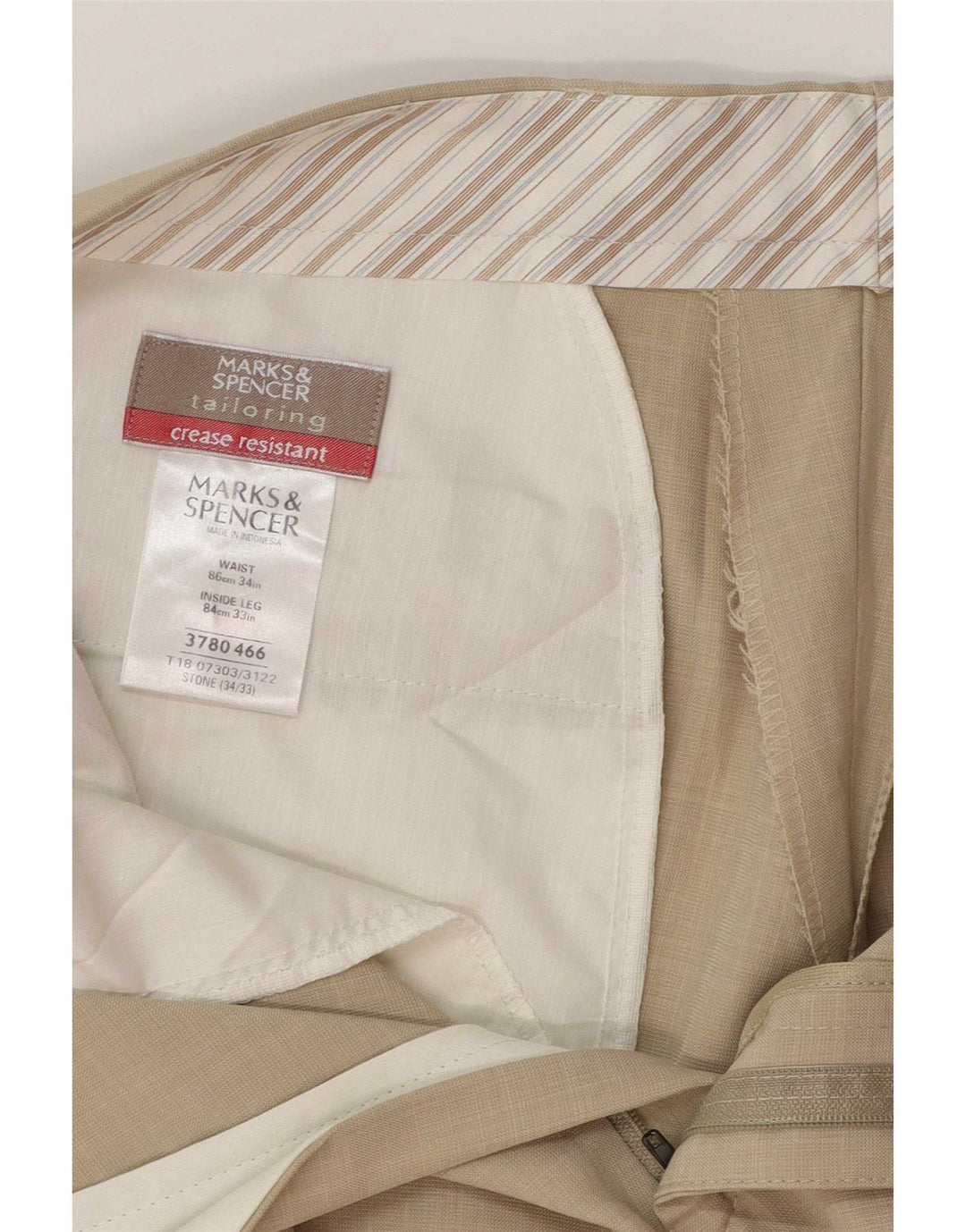 Ανδρικό ίσιο παντελόνι Marks & Spencer W34 L28 Beige Polyester