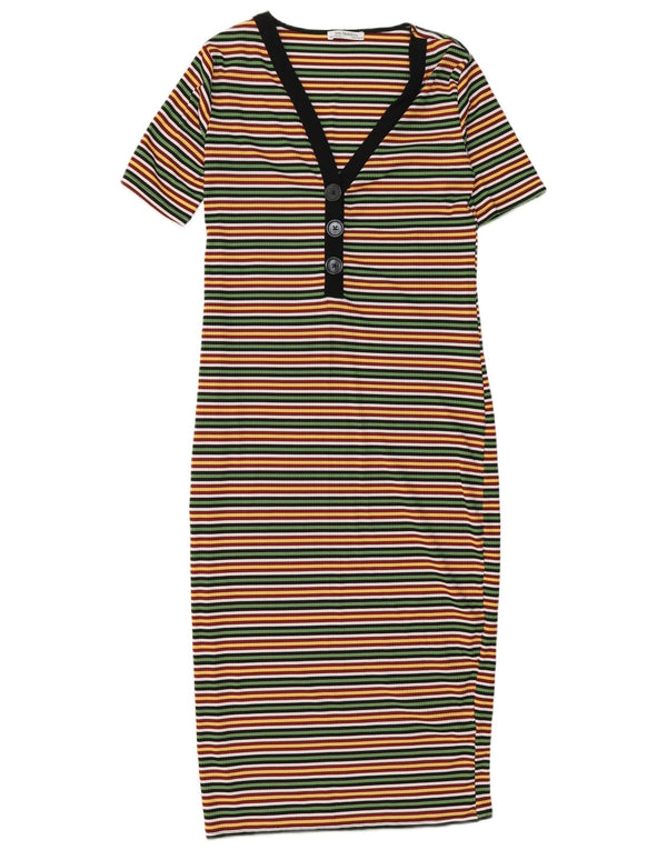 Zara Γυναικείο φόρεμα Trafaluc T-Shirt UK 10 Small πολύχρωμο ριγέ