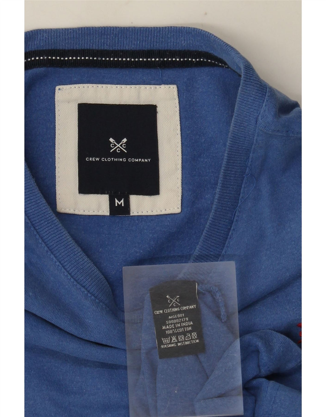 Ανδρικό T-Shirt Crew Clothing Top από μεσαίο μπλε βαμβακερό
