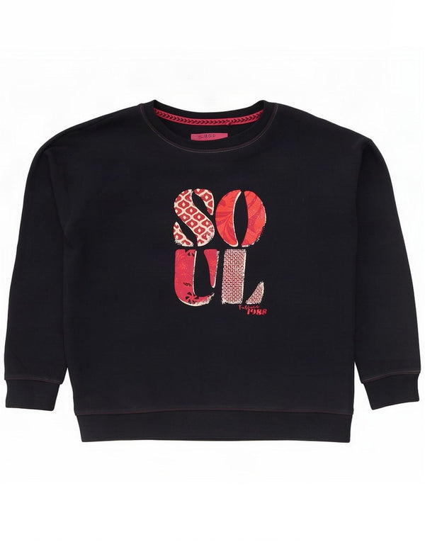 Fat Face Γυναικείο γραφικό υπερμεγέθη φούτερ Jumper UK 12 Medium Navy Blue