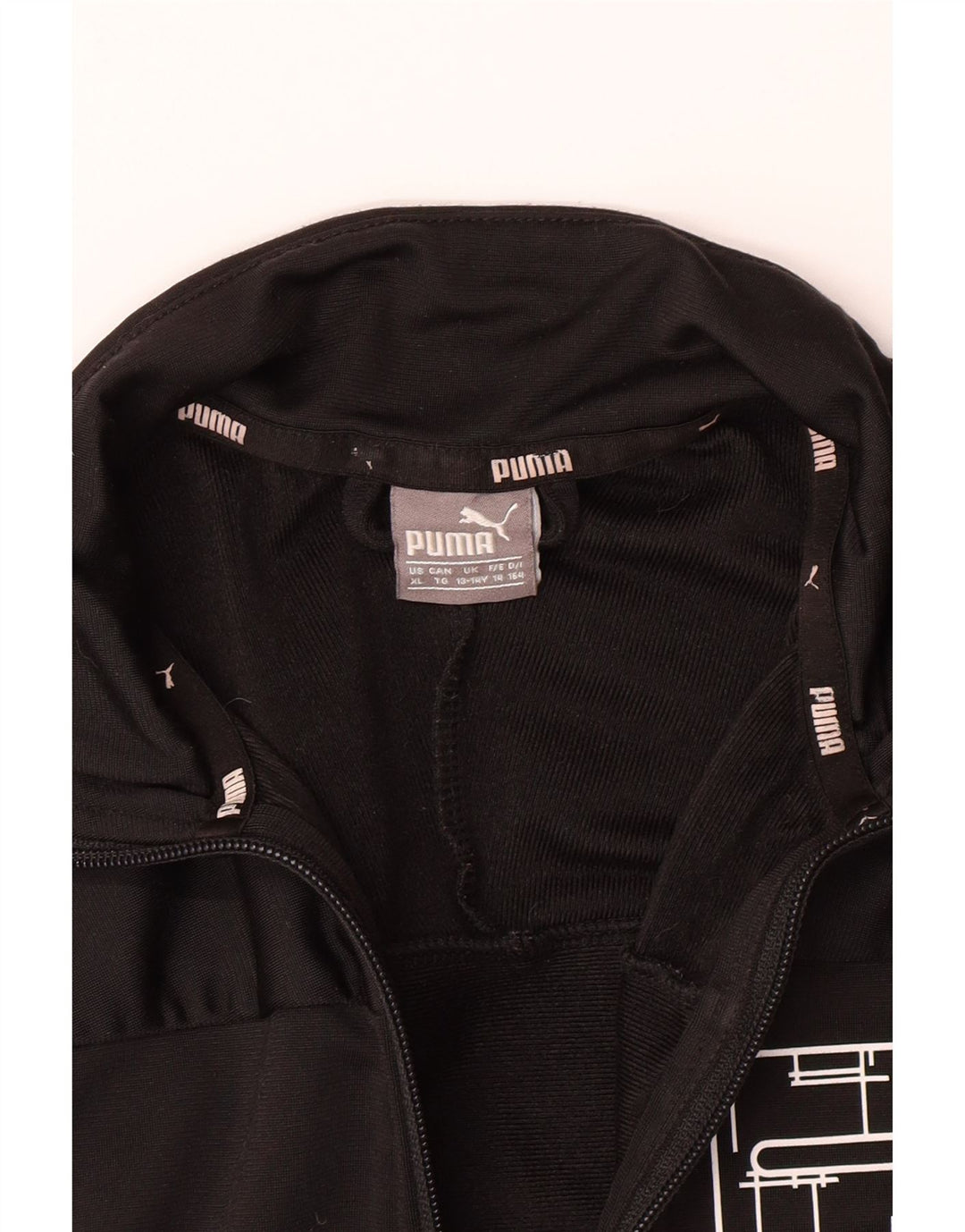 PUMA Boys Graphic Tracksuit Top Jacket 13-14 Years Black Vintage Puma and Second-Hand Puma from Messina Hembry 