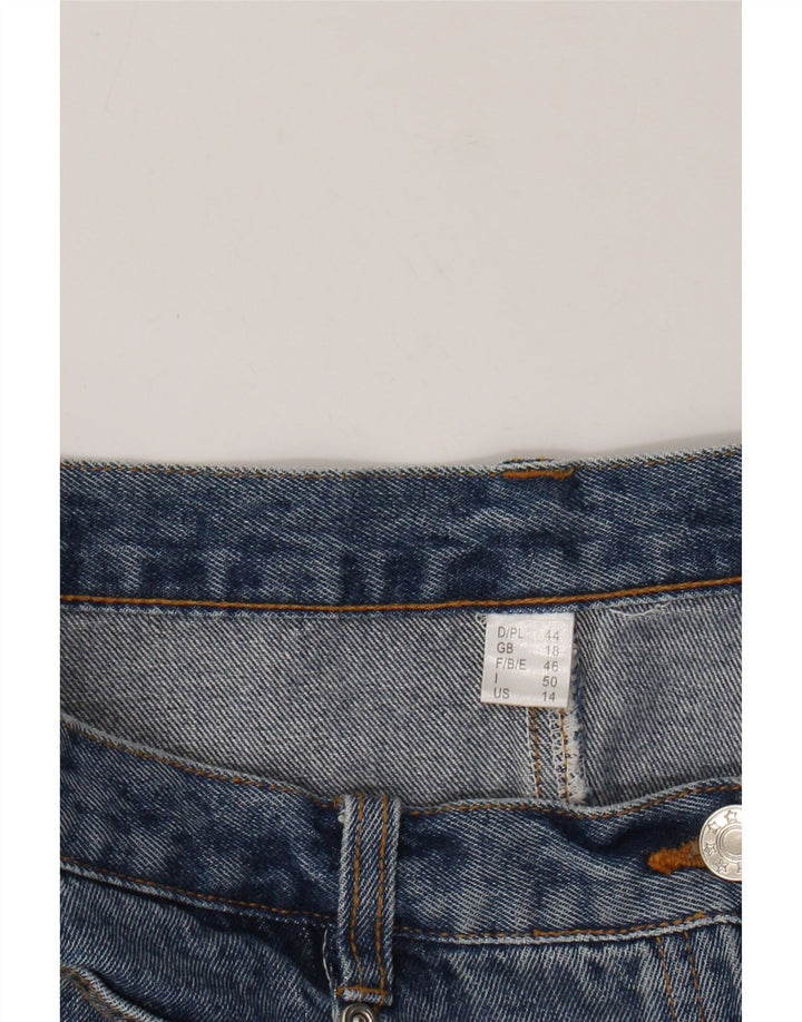 VINTAGE Γυναικεία Ψηλόμεση Τζιν Φούστα UK 18 XL W32 Μπλε