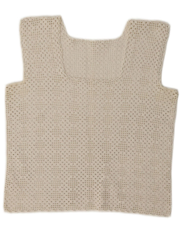 Vintage γυναικείο Crochet Top UK 8 Small White