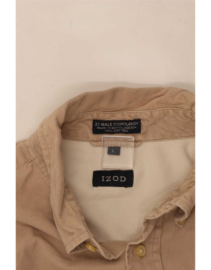 Izod Ανδρικό Κοτλέ Πουκάμισο Μεγάλο Μπεζ Βαμβακερό