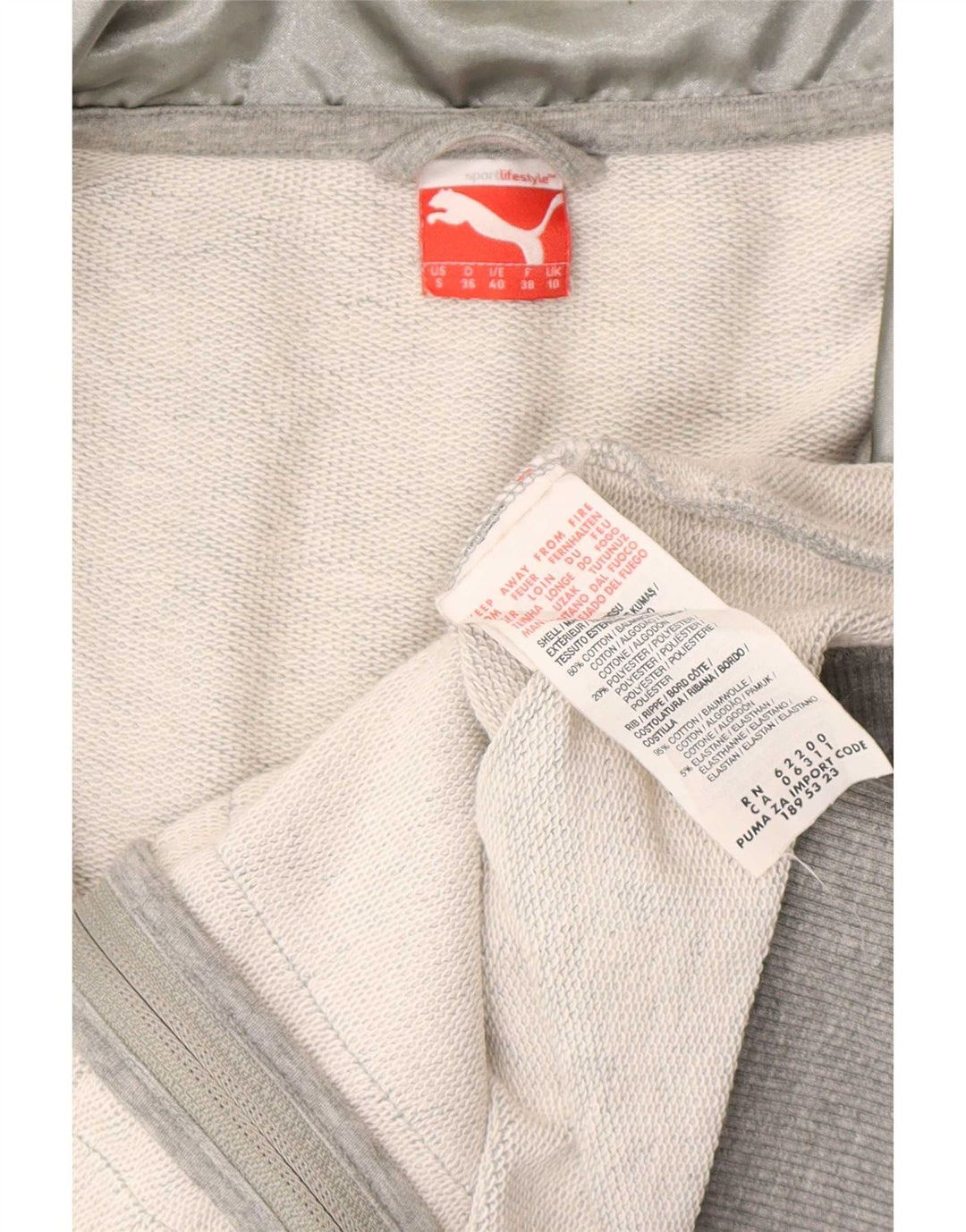 Γυναικεία φόρμα Puma Top Jacket UK 10 Small Grey Flecked Cotton