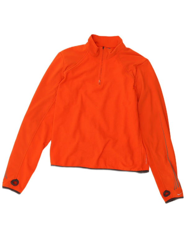 Nike γυναικείο Therma-Fit Zip Neck Fleece Jumper UK 16/18 XL Πορτοκαλί πολυεστέρας